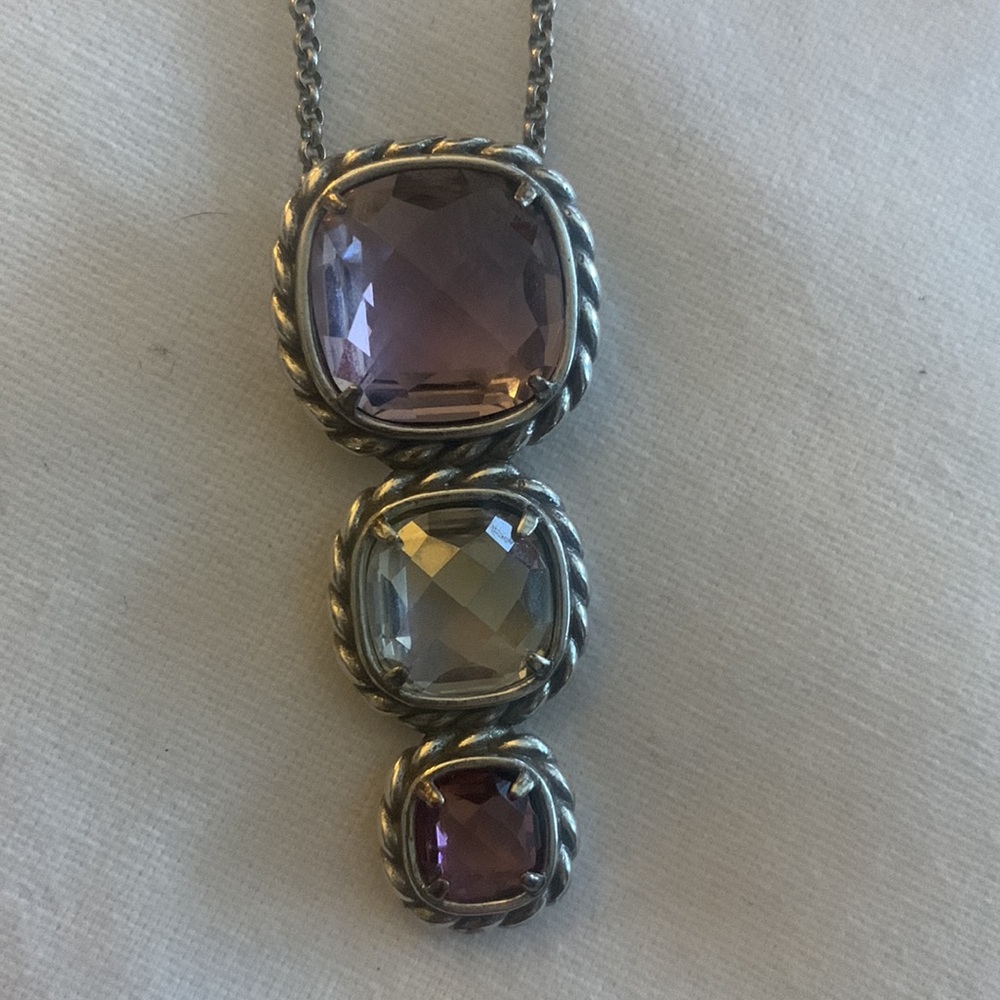 Brighton silver necklace with pink and clear gems